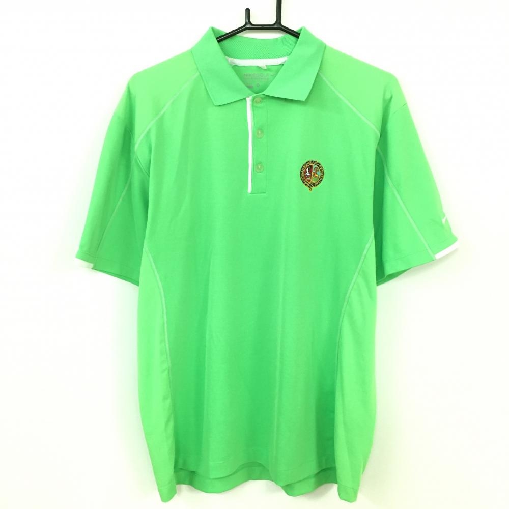 NIKE ナイキ 半袖ポロシャツ ライトグリーン×白  メンズ M ゴルフウェア 画像