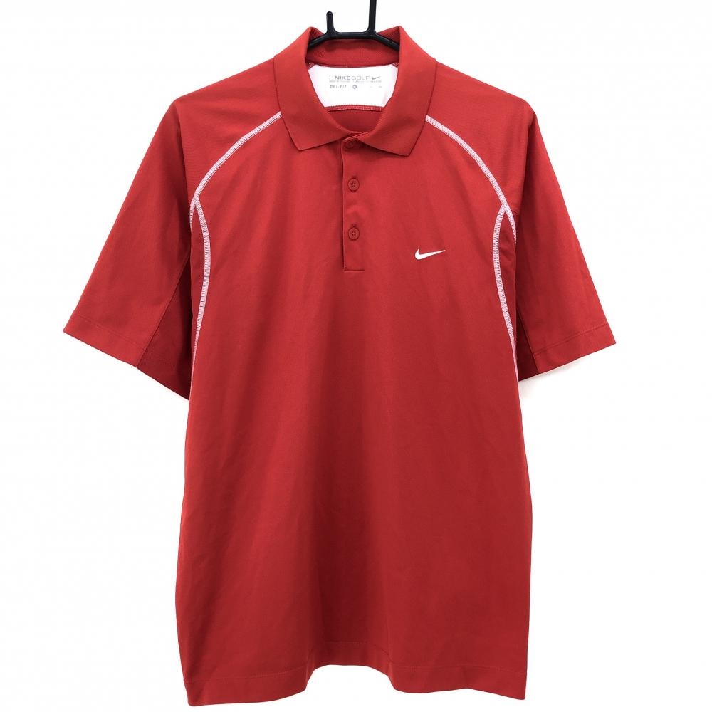 【超美品】ナイキゴルフ 半袖ポロシャツ レッド×白 後ろ一部メッシュ DRI-FIT メンズ XL ゴルフウェア NIKE 画像