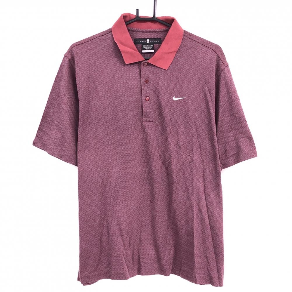 ナイキ 半袖ポロシャツ ボルドー 総柄  メンズ M ゴルフウェア NIKE