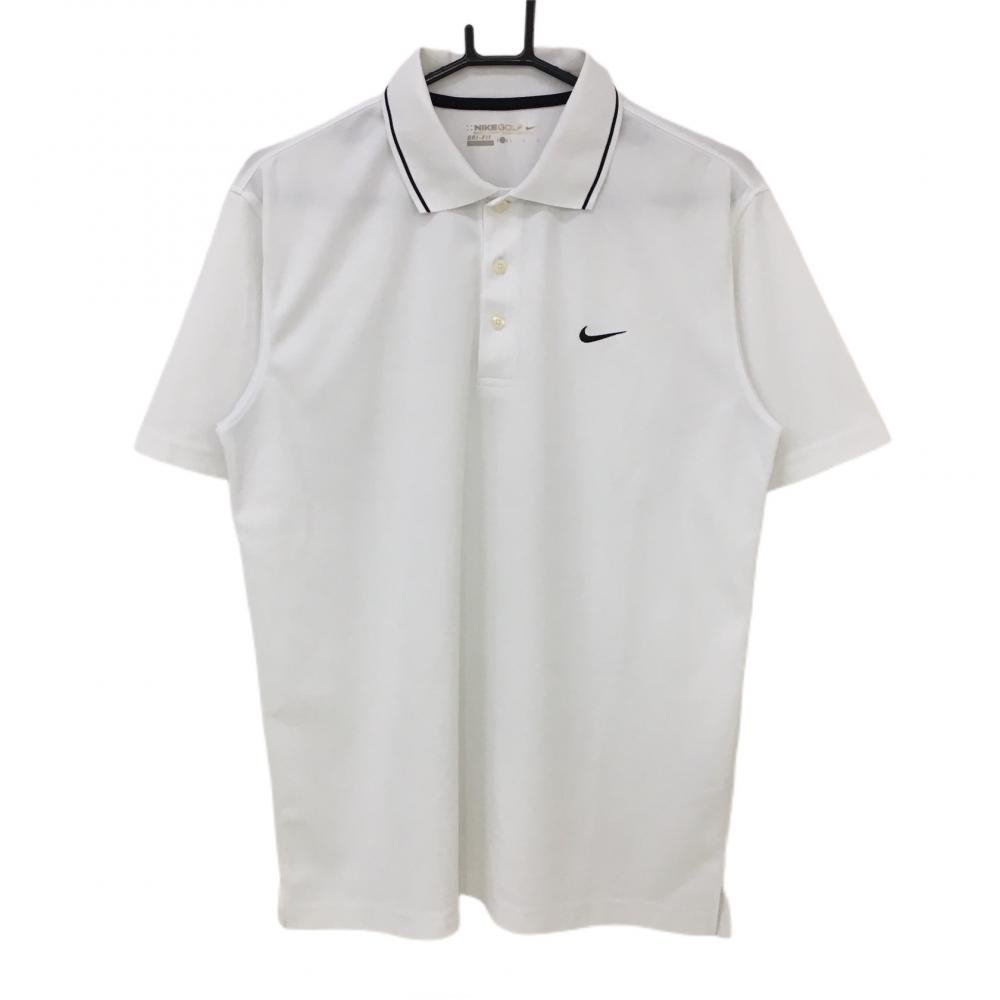 ナイキゴルフ 半袖ポロシャツ 白×黒 DRI-FIT メンズ L ゴルフウェア NIKE