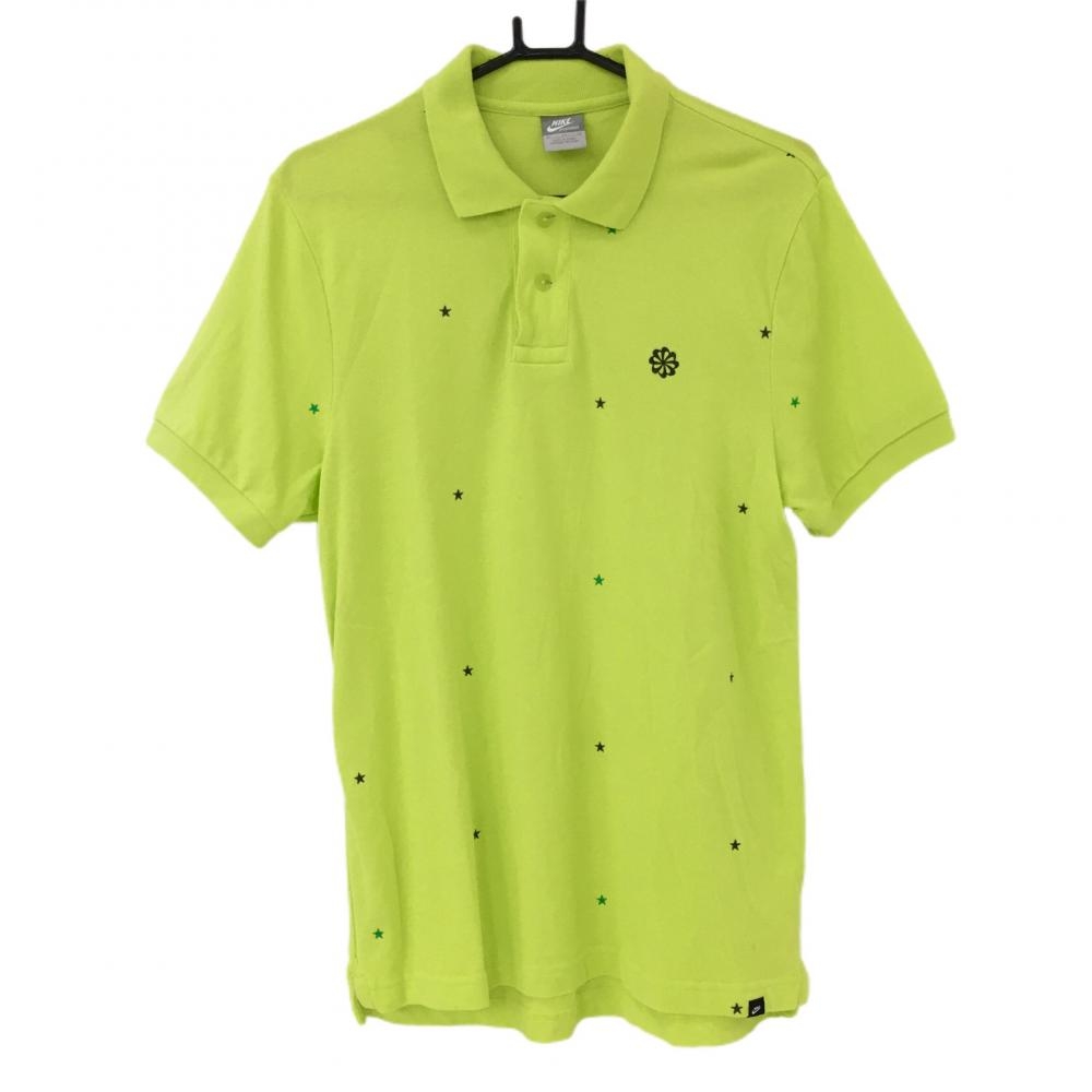 ナイキ 半袖ポロシャツ ライトグリーン×パープル 星刺しゅう  メンズ XL ゴルフウェア NIKE