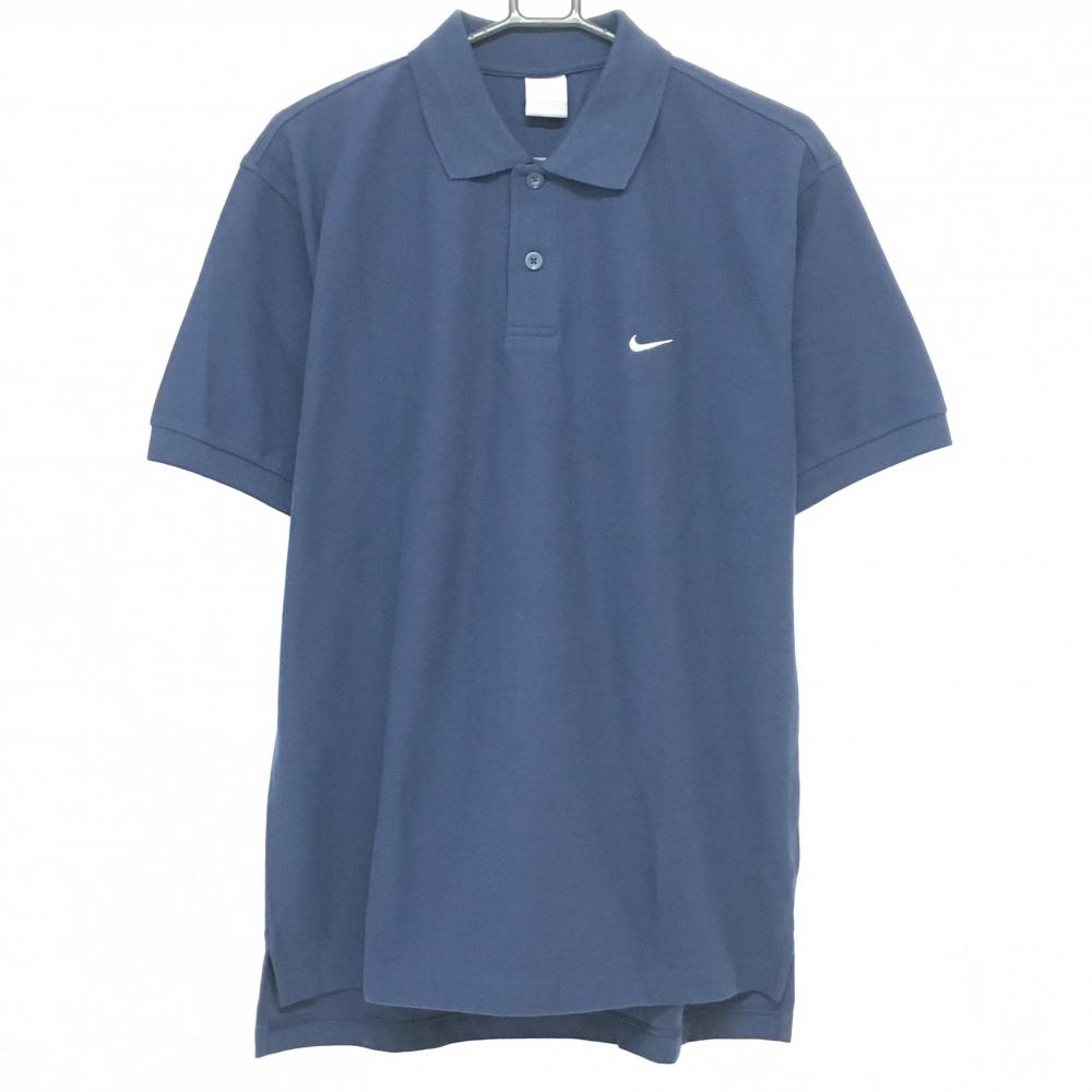 ナイキ 半袖ポロシャツ ネイビー ロゴ刺しゅう メンズ LGG ゴルフウェア NIKE
