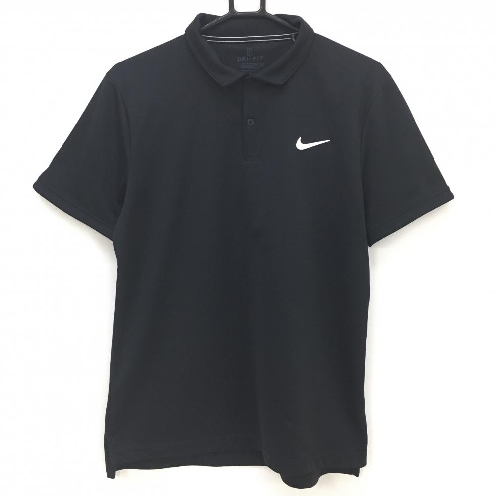 【超美品】ナイキ 半袖ポロシャツ 黒 胸元ロゴ DRI-FIT メンズ L ゴルフウェア NIKE
