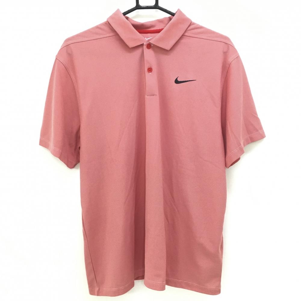 【超美品】ナイキ×CLUBHAUS 半袖ポロシャツ レッド 地模様 メンズ XL ゴルフウェア NIKE