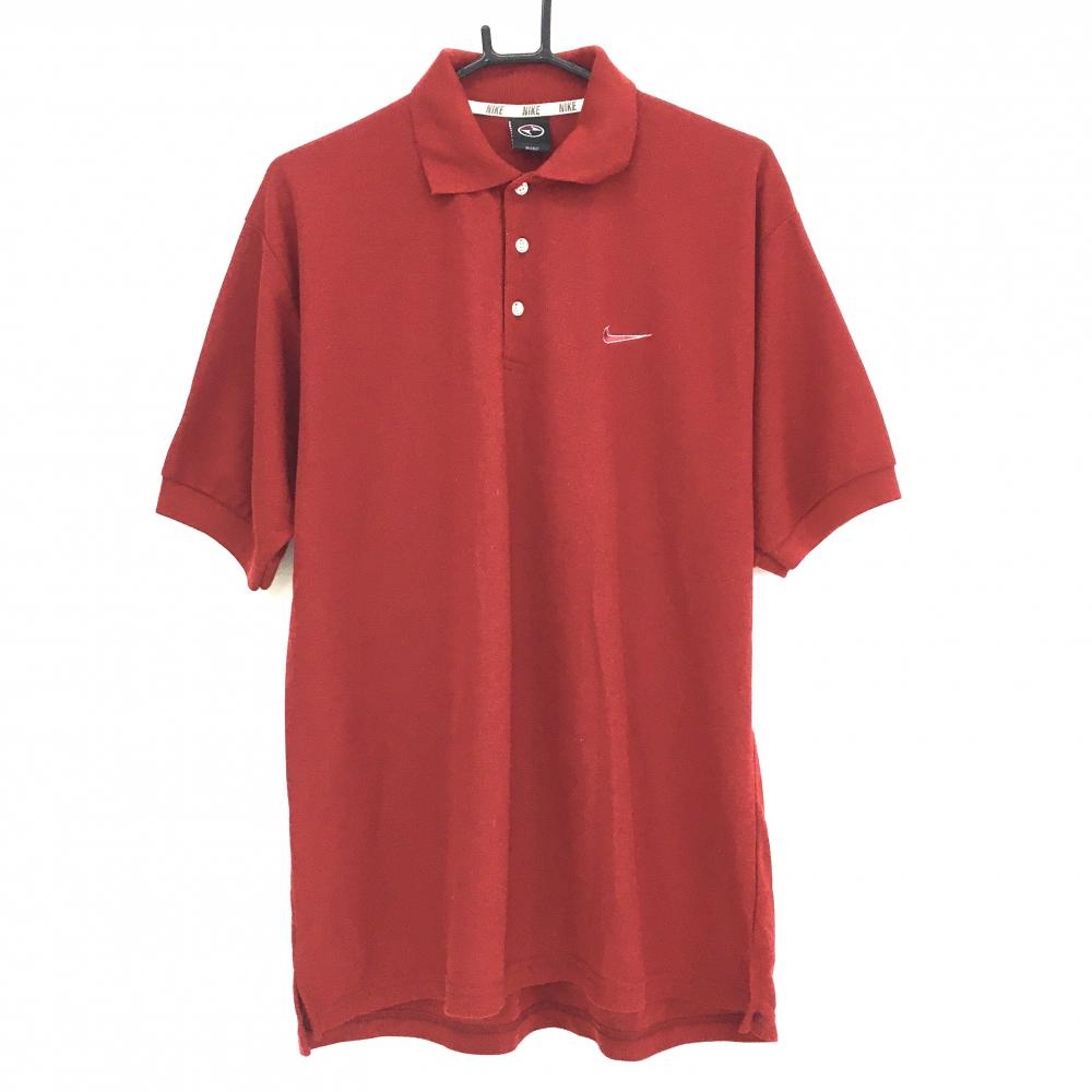 【美品】ナイキタイガーウッズコレクション 半袖ポロシャツ ダークレッド ロゴ刺しゅう  メンズ  ゴルフウェア NIKE