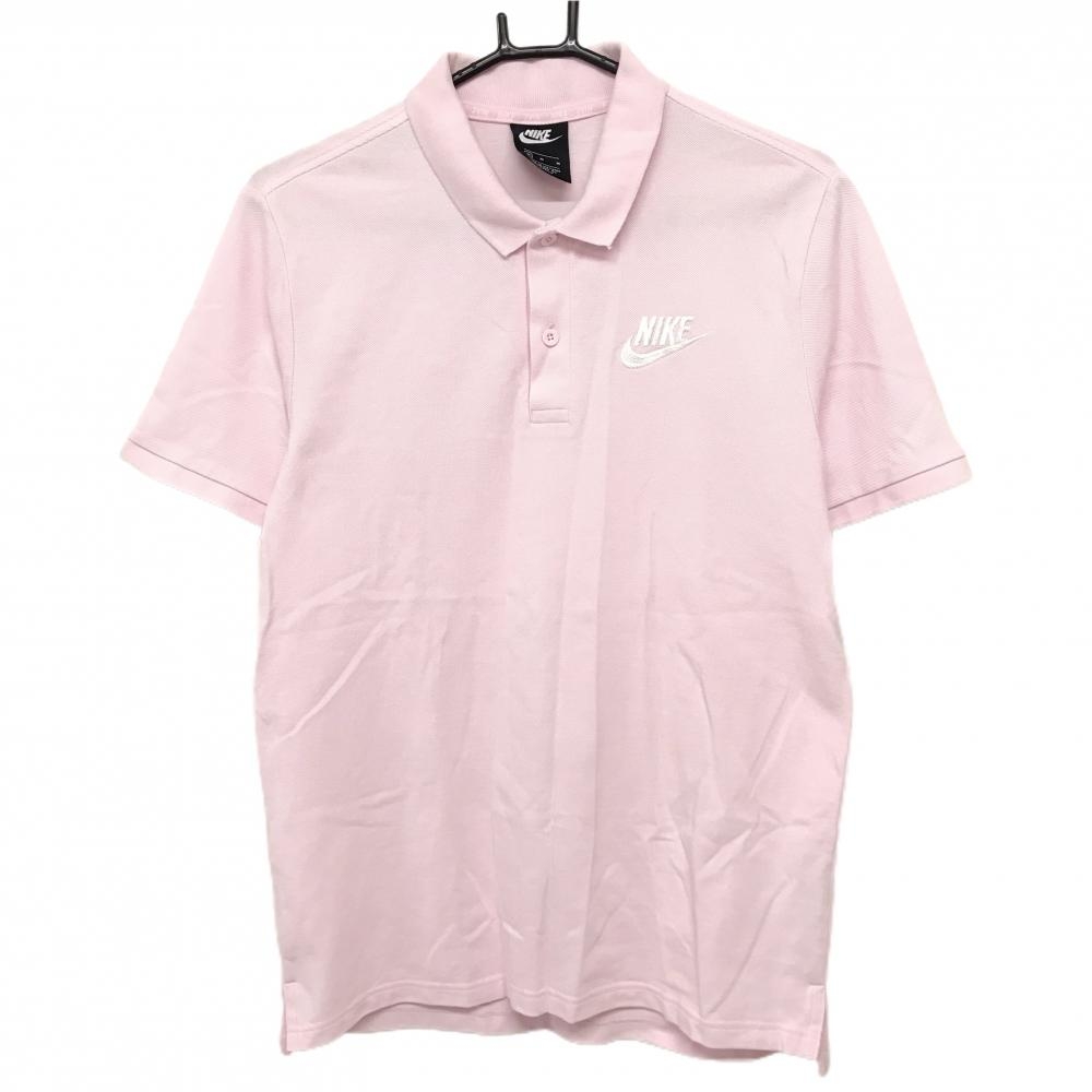 ナイキ 半袖ポロシャツ ピンク ロゴ刺しゅう メンズ M ゴルフウェア NIKE