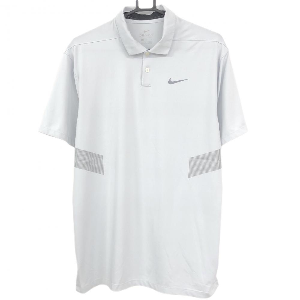 【超美品】ナイキ 半袖ポロシャツ ライトグレー系×グレー ロゴプリント DRI-FIT メンズ L ゴルフウェア NIKE