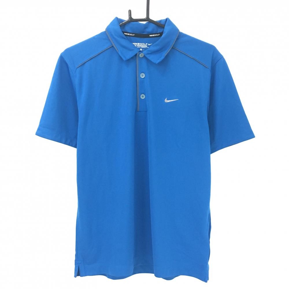 ナイキゴルフ 半袖ポロシャツ ブルー×グレー 胸元ロゴ DRI-FIT　 メンズ M ゴルフウェア NIKE