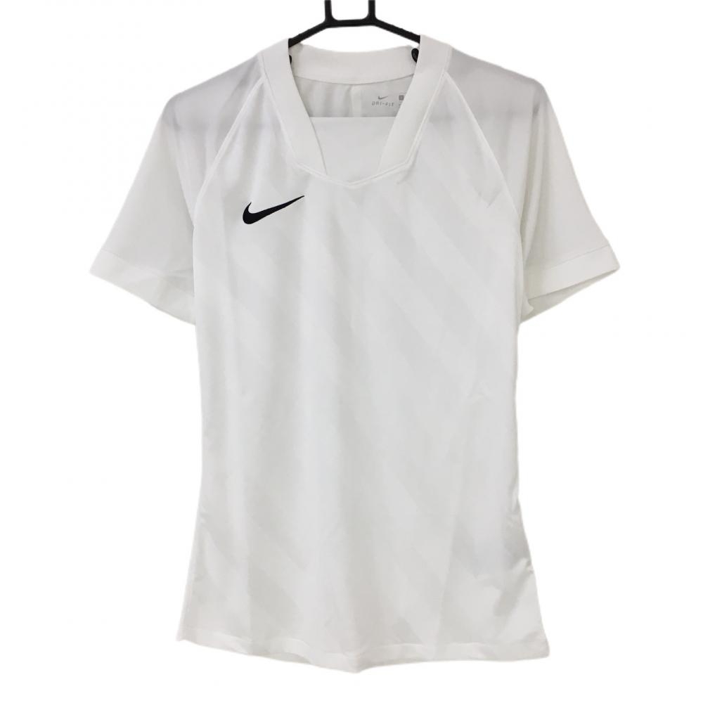 【超美品】ナイキ Tシャツ 白 斜めストライプ織生地 DRI-FIT メンズ  ゴルフウェア NIKE