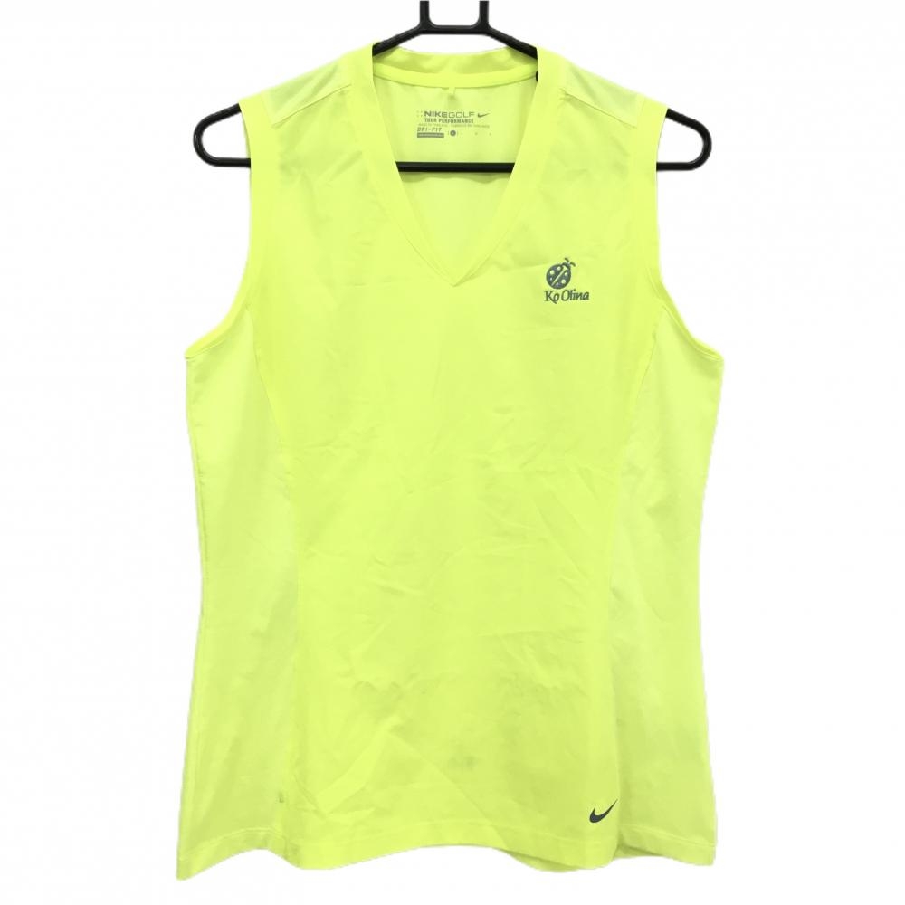 ナイキゴルフ ノースリーブシャツ 蛍光イエロー KoOlina Vネック DRI-FIT メンズ L ゴルフウェア NIKE