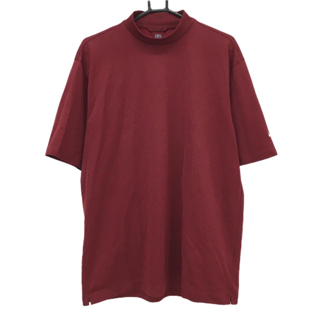 【美品】ナイキゴルフ 半袖ハイネックシャツ ボルドー メンズ LGG ゴルフウェア NIKE