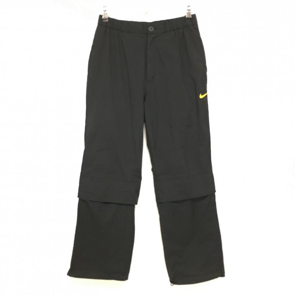 ナイキゴルフ パンツ 黒 ロゴイエロー 裏地メッシュ 裾ジップ メンズ M ゴルフウェア NIKE