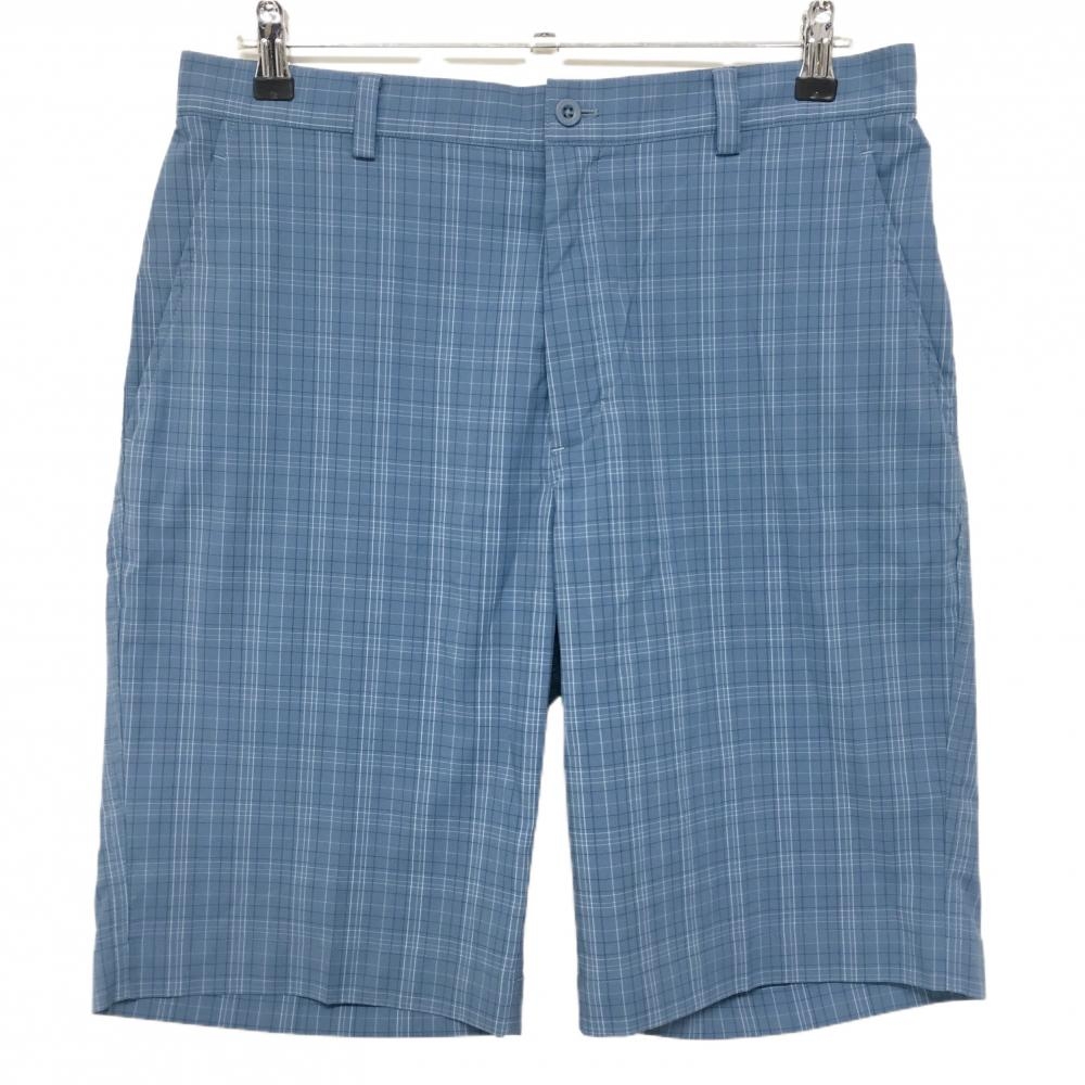 【超美品】ナイキゴルフ ハーフパンツ スモーキーブルー×白 チェック柄 バックロゴ刺しゅう メンズ M ゴルフウェア NIKE