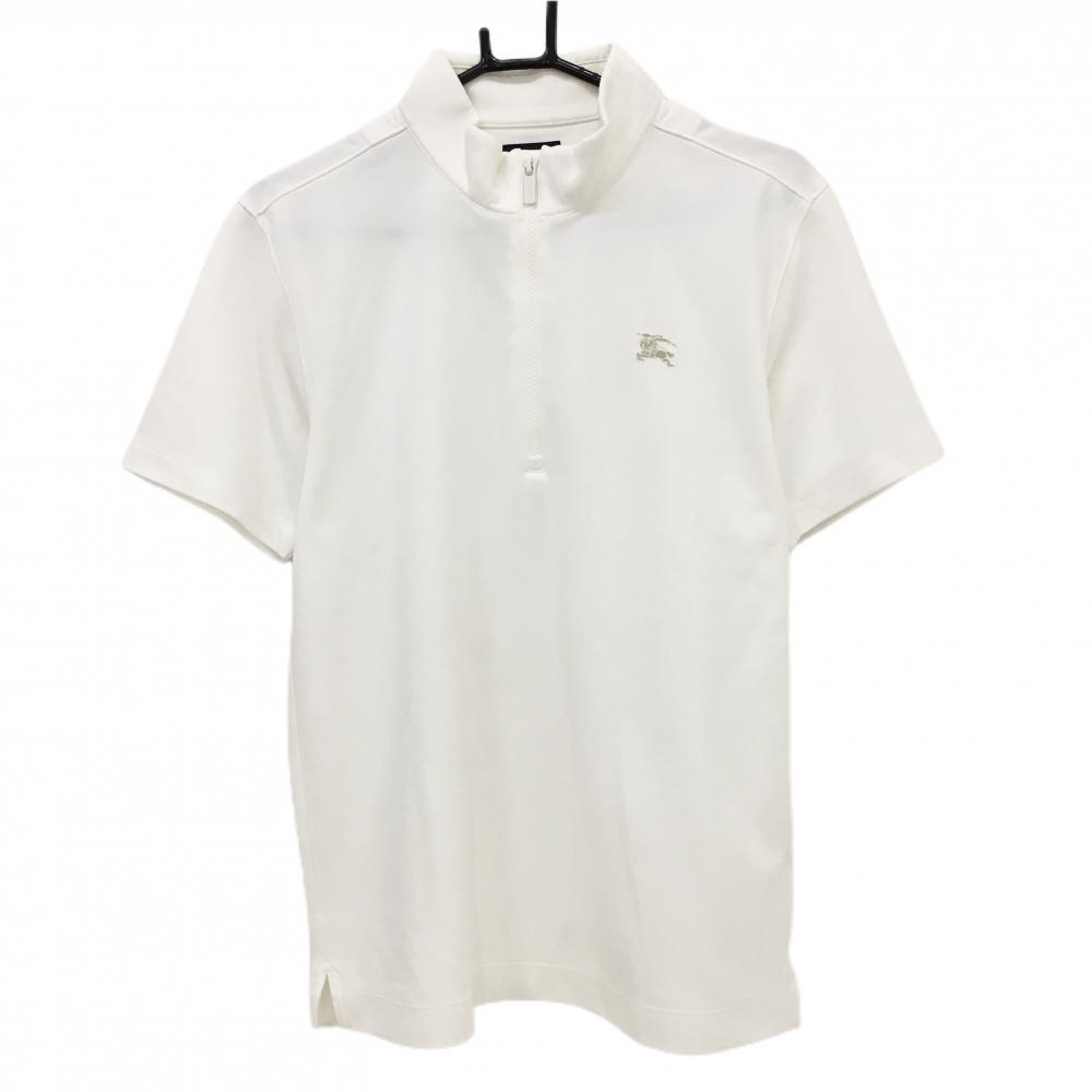 バーバリーゴルフ 半袖ハイネックシャツ 白 ハーフジップ  メンズ 3(L) ゴルフウェア BURBERRY GOLF