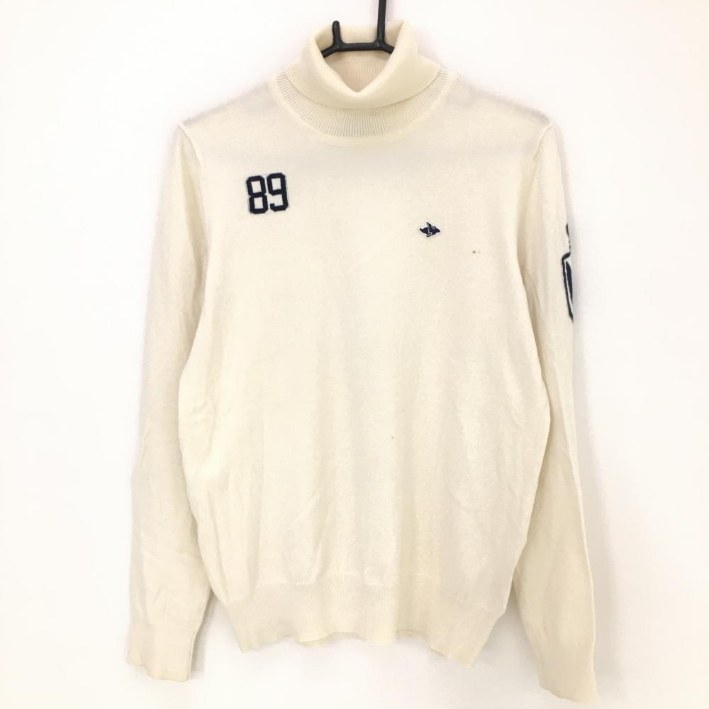 パーリーゲイツ タートルネックセーター アイボリー×ネイビー ニット ハイネック コットン93％  メンズ 4(M) ゴルフウェア PEARLY GATES