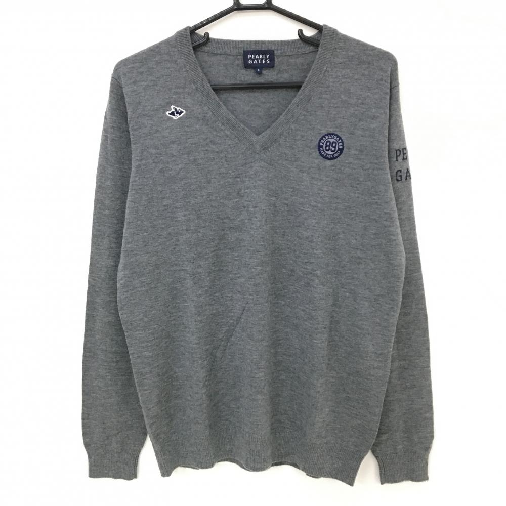 【美品】パーリーゲイツ セーター グレー Vネック 薄手 ニット  メンズ 6(XL) ゴルフウェア PEARLY GATES