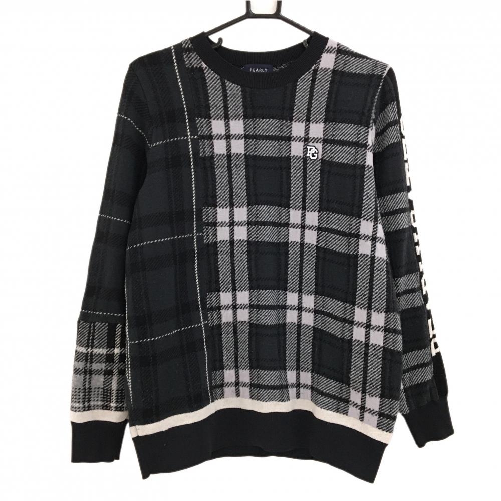 パーリーゲイツ セーター ダークグリーン×白系×黒 チェック ウール100％  メンズ 4(M) ゴルフウェア PEARLY GATES