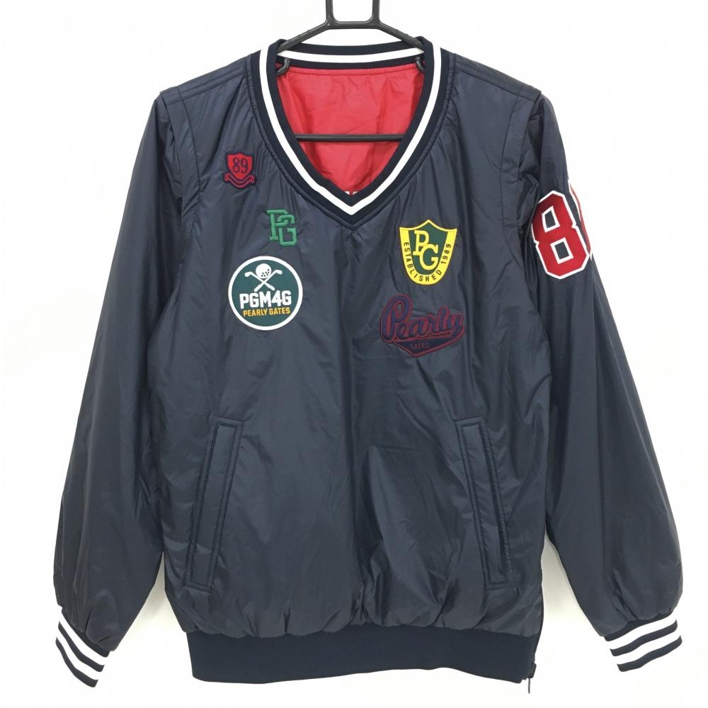 【新品】パーリーゲイツ 中綿リバーシブルスニード ネイビー 片面レッド 袖着脱可 ブルゾン 防風 メンズ 3(S) ゴルフウェア PEARLY GATES