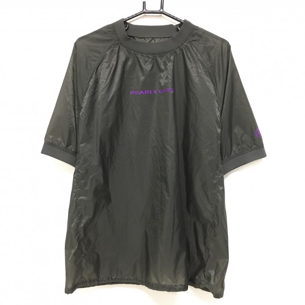 【超美品】パーリーゲイツ 半袖スニード グレー 胸ロゴプリント 裾ドローコード ブルゾン メンズ 5(L) ゴルフウェア PEARLY GATES