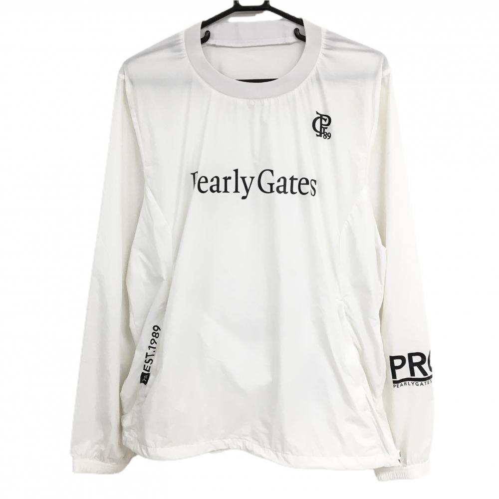 【超美品】パーリーゲイツ スニード 白×ダークネイビー ロゴプリント ブルゾン メンズ 6(XL) ゴルフウェア 2024年モデル PEARLY GATES