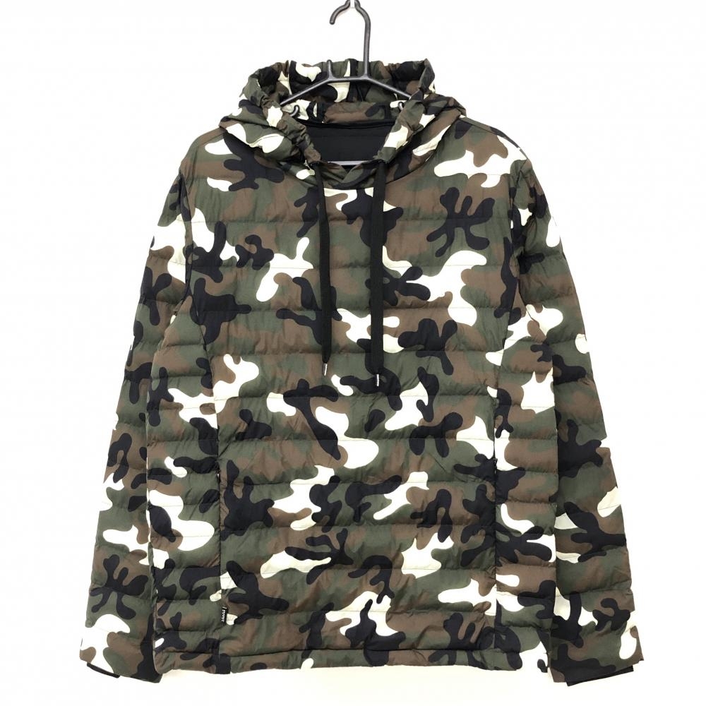 【超美品】パーリーゲイツ フード付中綿スニード カーキ×白 カモフラ 迷彩 ブルゾン メンズ 5(L) ゴルフウェア PEARLY GATES