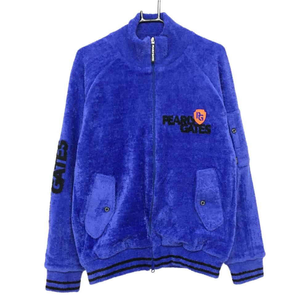 【新品】パーリーゲイツ ニットジャケット ブルー×黒 起毛 DiAPLEX 裏地付  メンズ 6(XL) ゴルフウェア 2024年モデル PEARLY GATES