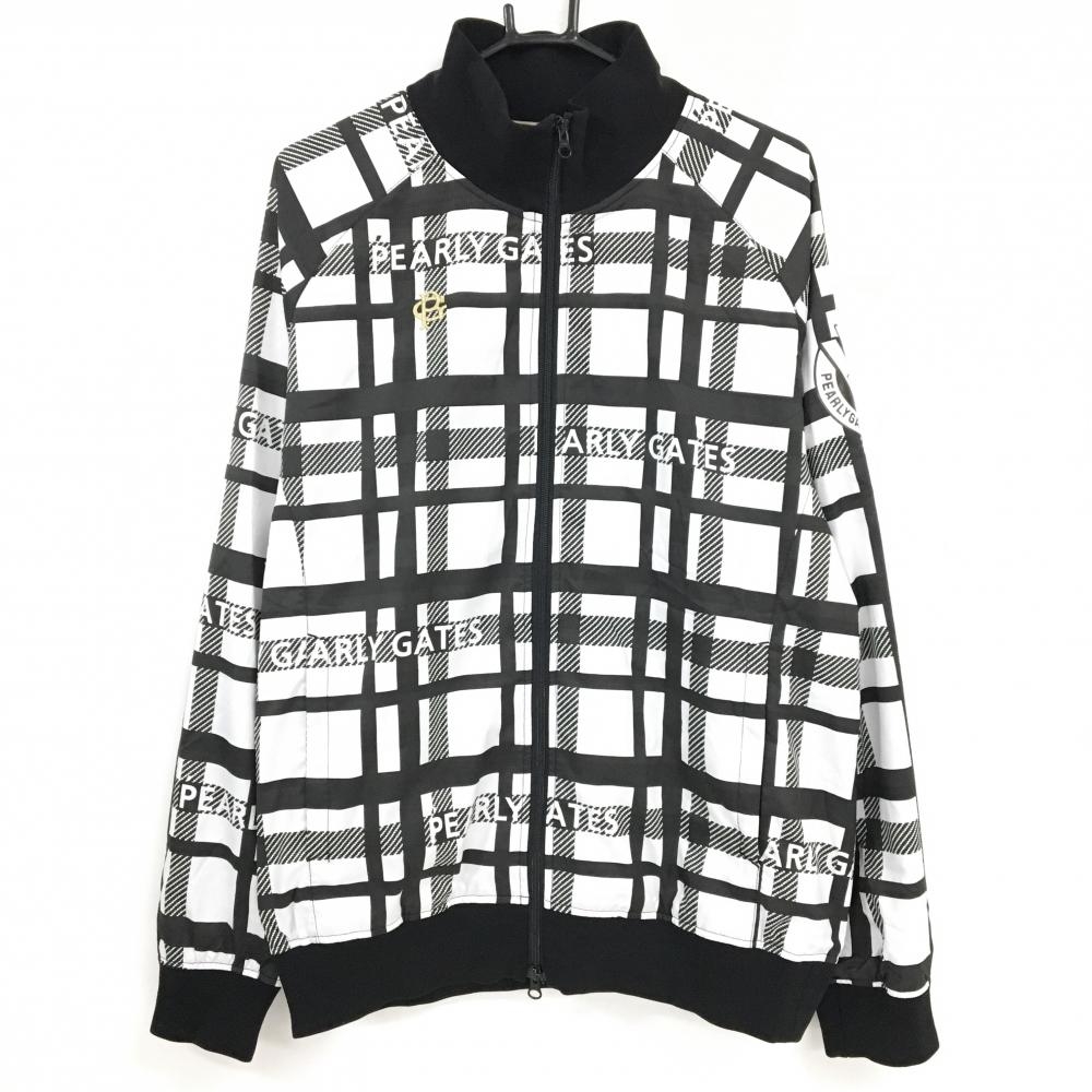 【超美品】パーリーゲイツ ジャケット 白×黒 チェック 蓄熱裏地  メンズ 6(XL) ゴルフウェア PEARLY GATES