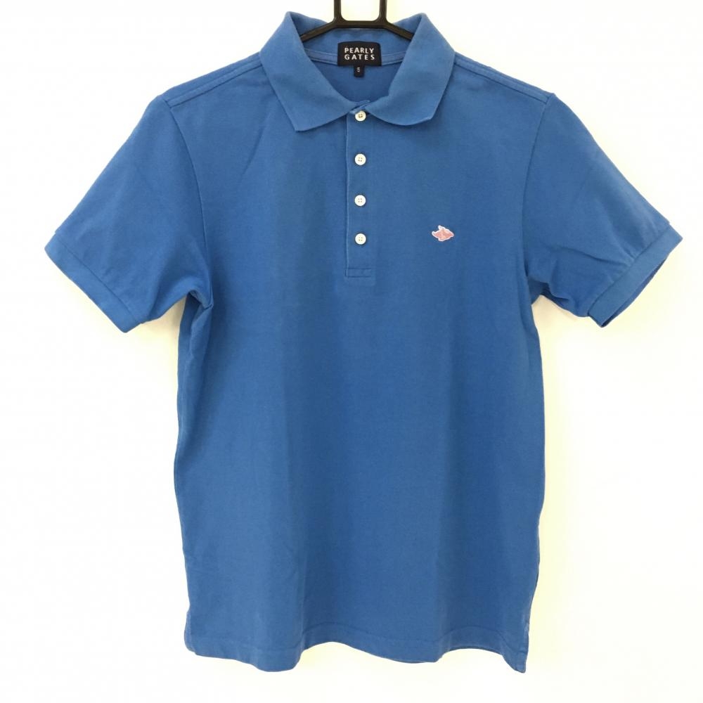 パーリーゲイツ 半袖ポロシャツ ブルー シンプル ロゴピンク  メンズ 5(L) ゴルフウェア PEARLY GATES