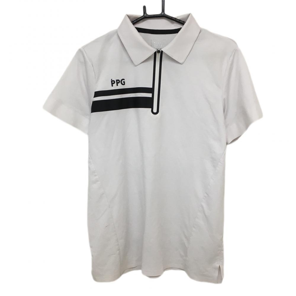 パーリーゲイツ 半袖ポロシャツ 白×黒 ハーフジップ  メンズ 4(M) ゴルフウェア PEARLY GATES 画像