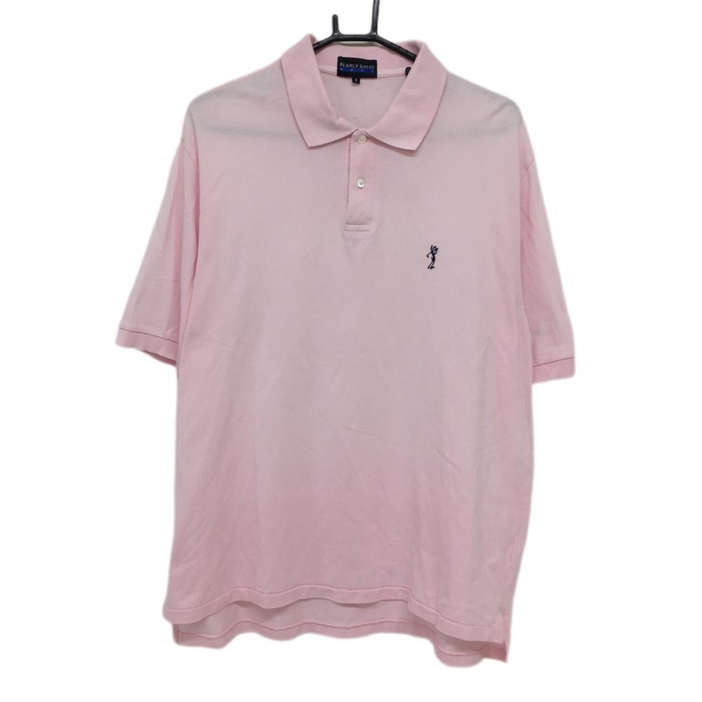 パーリーゲイツ 半袖ポロシャツ ライトピンク コットン100％ 無地 リブ伸び メンズ 6(XL) ゴルフウェア PEARLY GATES