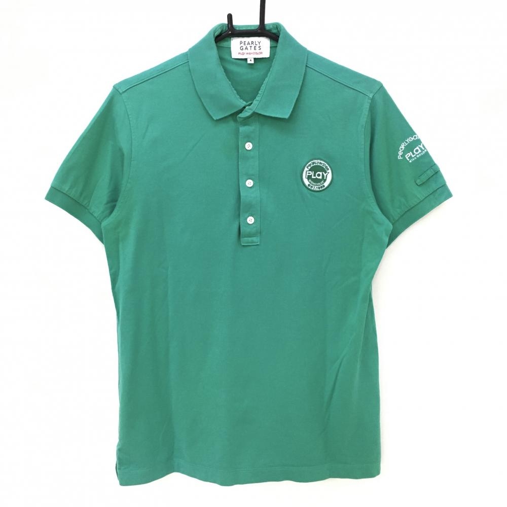 パーリーゲイツ 半袖ポロシャツ グリーン ロゴ刺しゅう  メンズ 4(M) ゴルフウェア PEARLY GATES