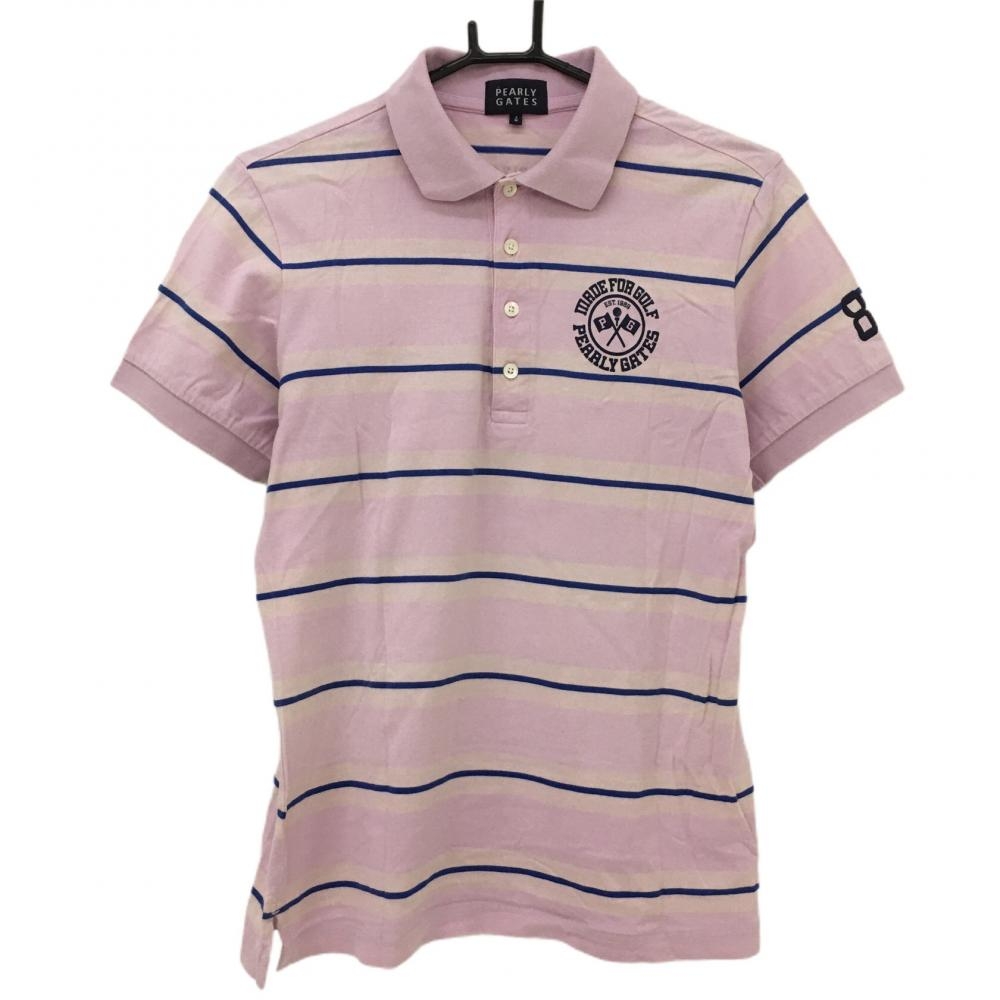 パーリーゲイツ 半袖ポロシャツ ピンク×ブルー ボーダー風  メンズ 4(M) ゴルフウェア PEARLY GATES