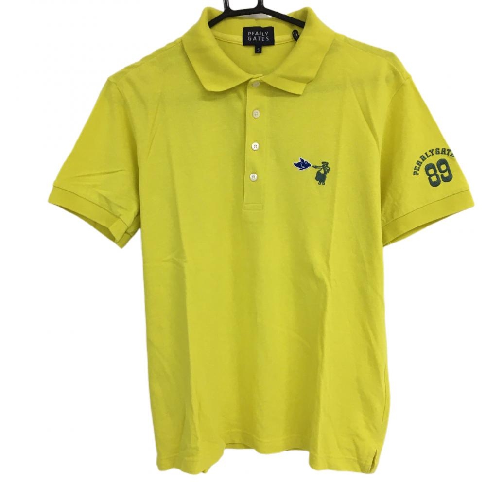パーリーゲイツ 半袖ポロシャツ イエロー×グレー ロゴ刺しゅう  メンズ 5(L) ゴルフウェア PEARLY GATES