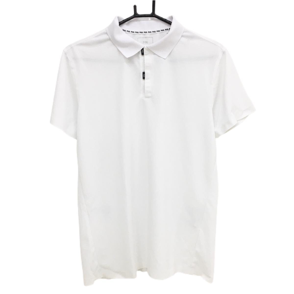 【美品】PGGパーリーゲイツ 半袖ポロシャツ 白 バックロゴ メンズ 5(L) ゴルフウェア PEARLY GATES