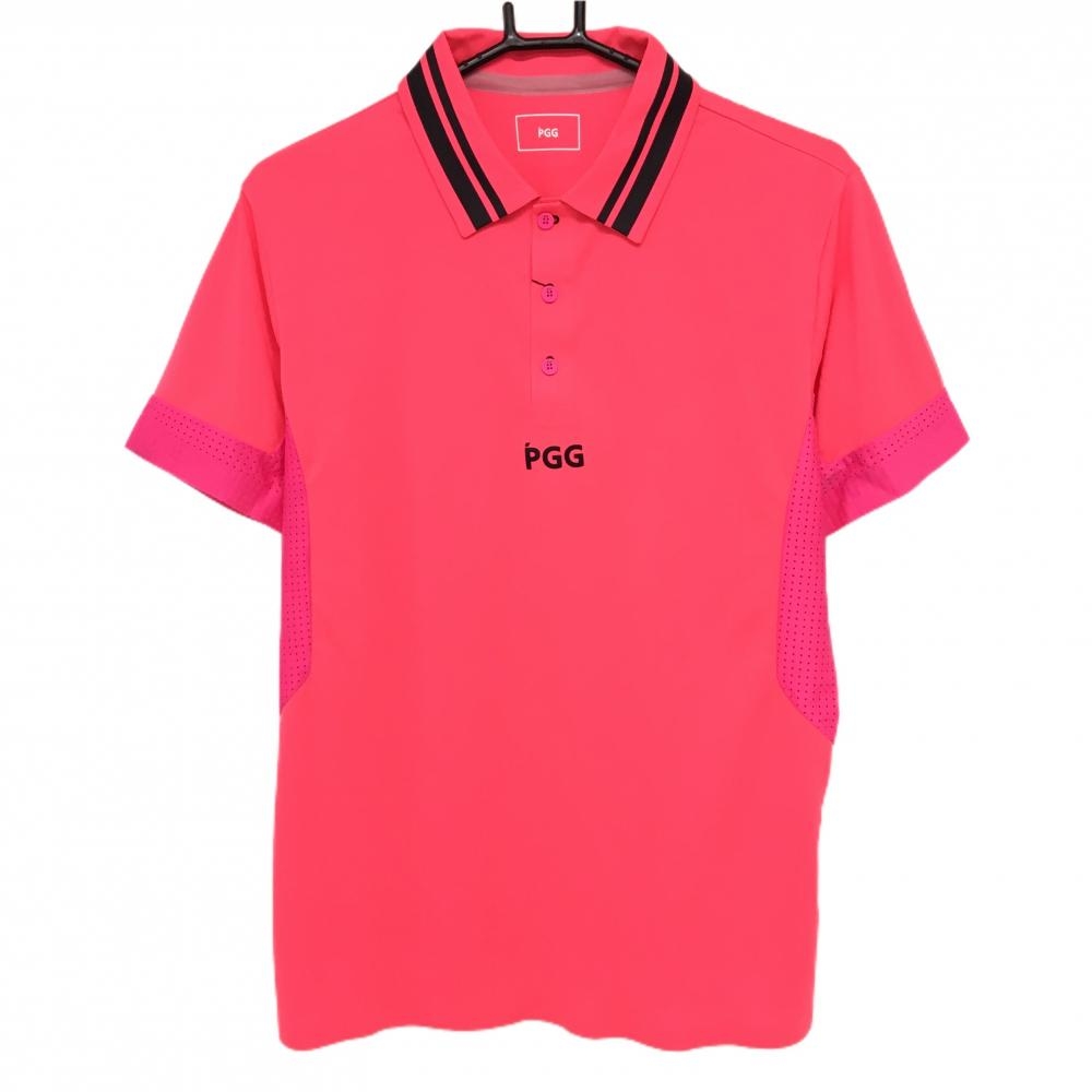 【新品】PGGパーリーゲイツ 半袖ポロシャツ 蛍光ピンク 一部メッシュ　 メンズ 4(M) ゴルフウェア PEARLY GATES