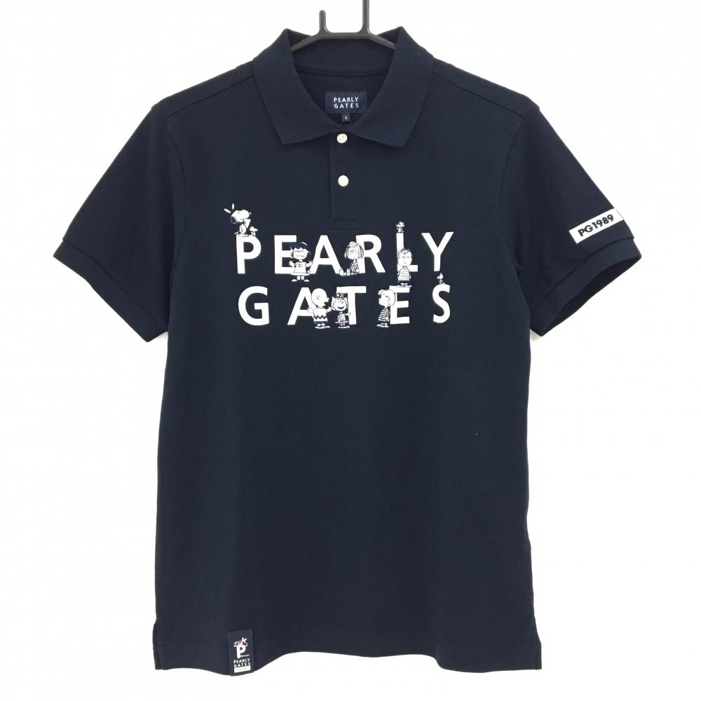 【新品】パーリーゲイツ×PEANUTS 半袖ポロシャツ ネイビー スヌーピー 日本製 メンズ 4(M) ゴルフウェア PEARLY GATES