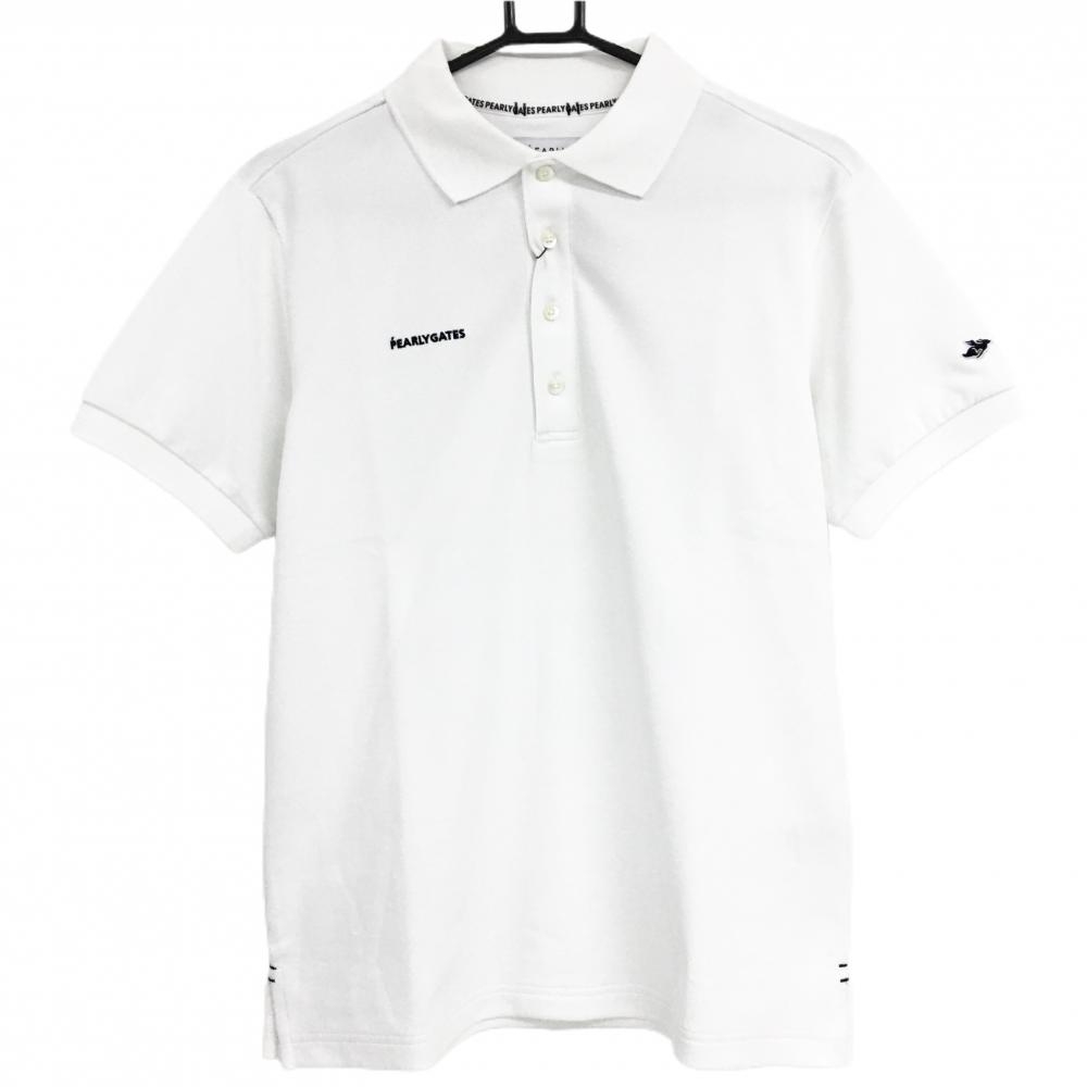 【新品】パーリーゲイツ 半袖ポロシャツ 白 ドライマスター シンプル ロゴ刺しゅう メンズ 4(M) ゴルフウェア PEARLY GATES
