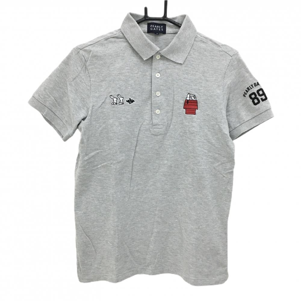パーリーゲイツ×PEANUTS 半袖ポロシャツ グレー スヌーピー  メンズ 4(M) ゴルフウェア PEARLY GATES