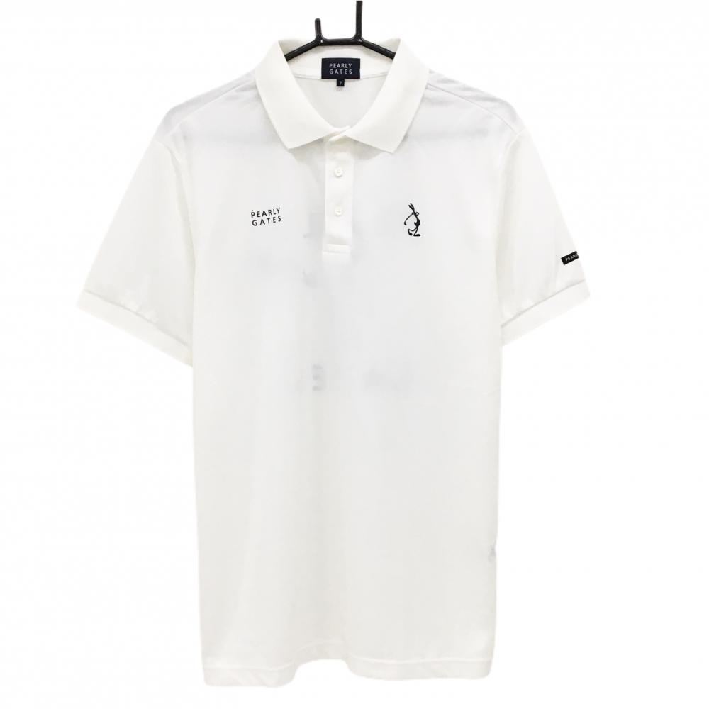 【超美品】パーリーゲイツ 半袖ポロシャツ 白×ネイビー バックロゴ メンズ 7(2XL) ゴルフウェア 2024年モデル PEARLY GATES