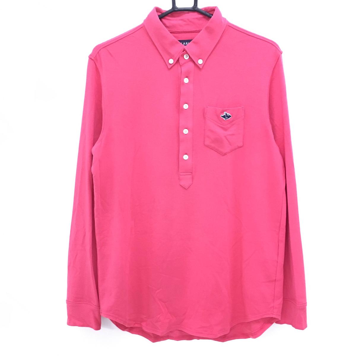 パーリーゲイツ 長袖ポロシャツ レッドピンク 胸ポケット ボタンダウン  メンズ 5(L) ゴルフウェア PEARLY GATES