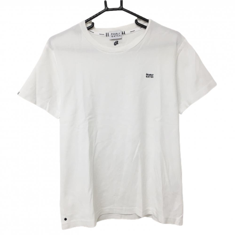 【超美品】パーリーゲイツ Tシャツ 白 ロゴ刺しゅう 日本製 コットン混 メンズ 4(M) ゴルフウェア 2022年モデル PEARLY GATES