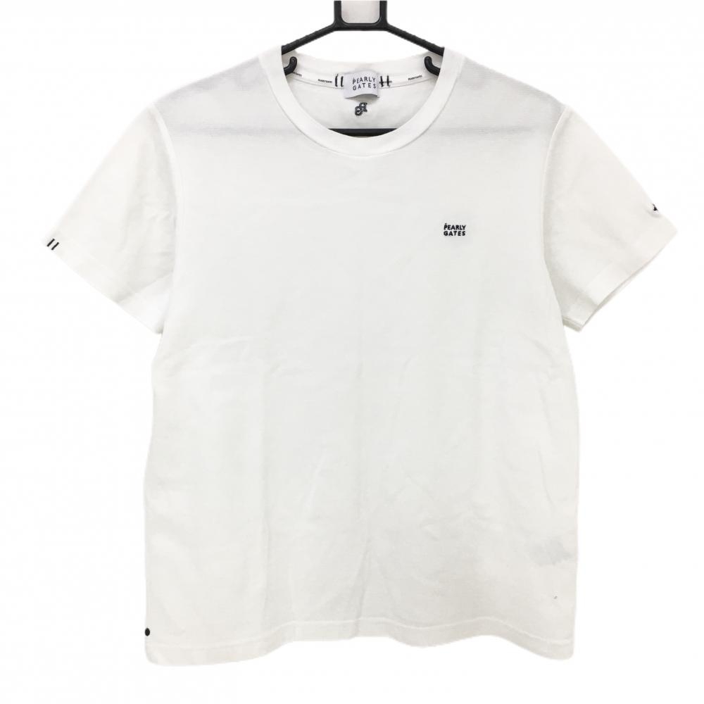 パーリーゲイツ 半袖Tシャツ 白 ロゴネイビー 日本製 メンズ 4(M) ゴルフウェア PEARLY GATES