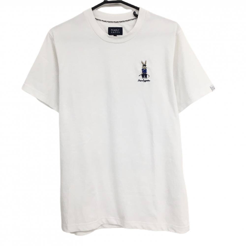 パーリーゲイツ Tシャツ 白 ラビット刺しゅう  メンズ 5(L) ゴルフウェア PEARLY GATES