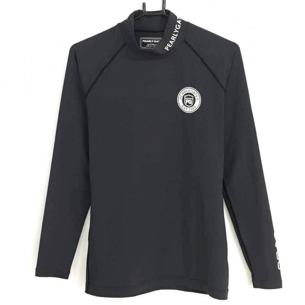 パーリーゲイツ ハイネックインナーシャツ 黒×白 プリントロゴ  メンズ 4(M) ゴルフウェア PEARLY GATES