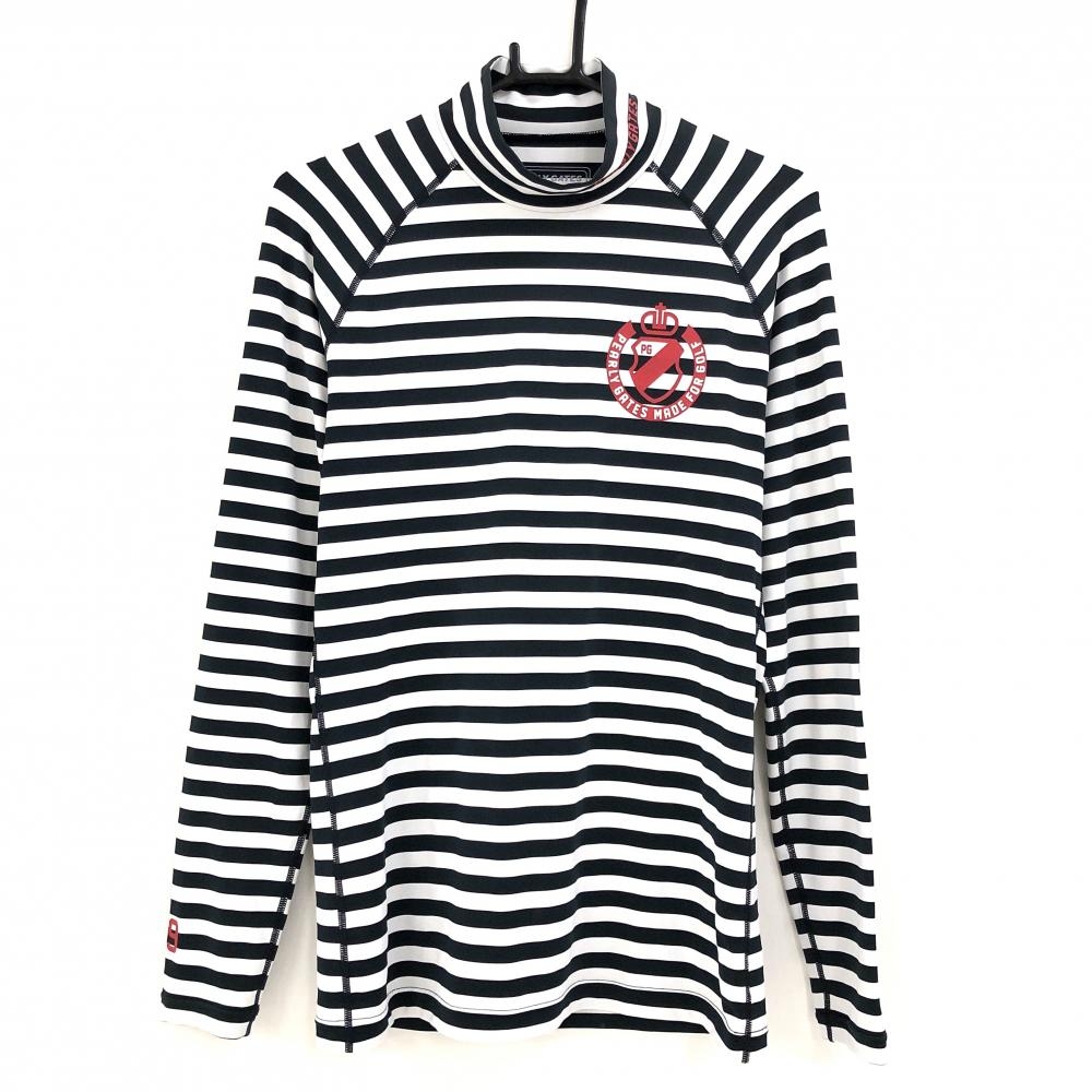 【超美品】パーリーゲイツ ハイネックインナーシャツ 白×ネイビー ボーダー  メンズ 4(M) ゴルフウェア PEARLY GATES