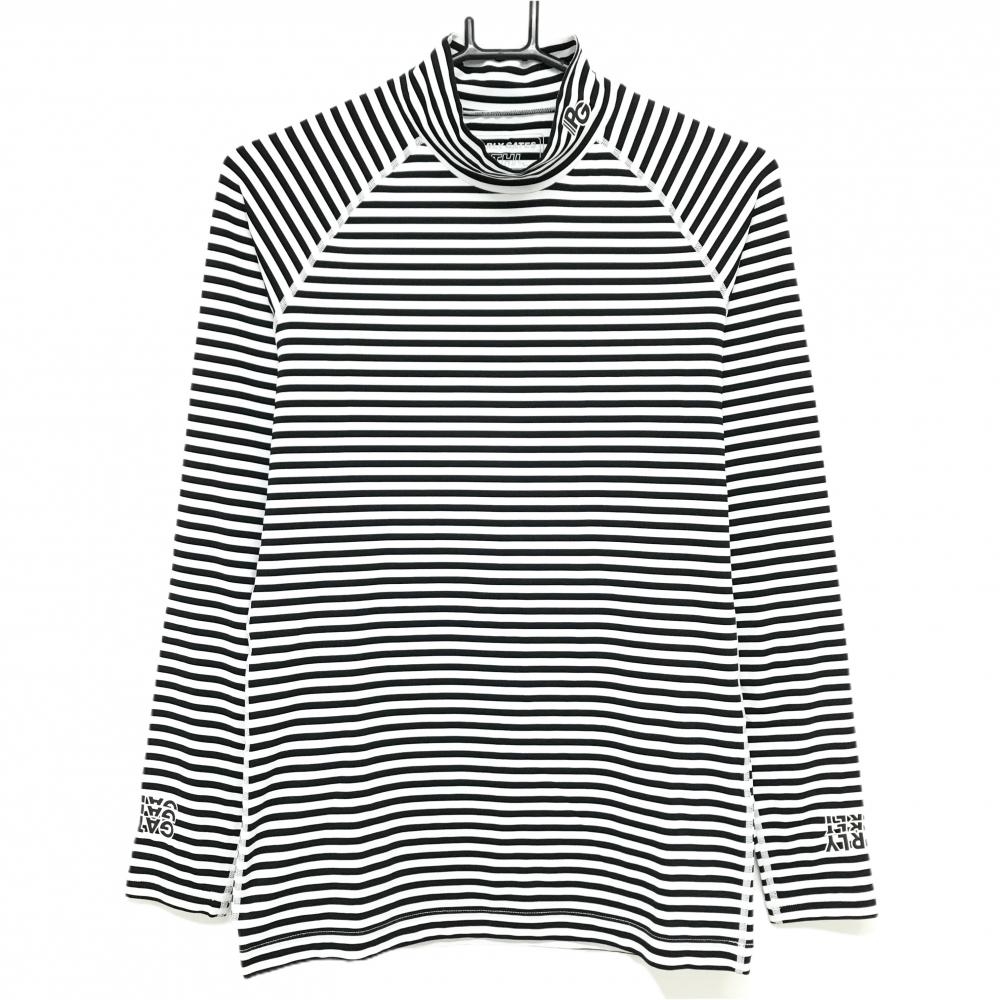【美品】パーリーゲイツ ハイネックインナーシャツ ネイビー×白 ボーダー メンズ 3(S) ゴルフウェア PEARLY GATES