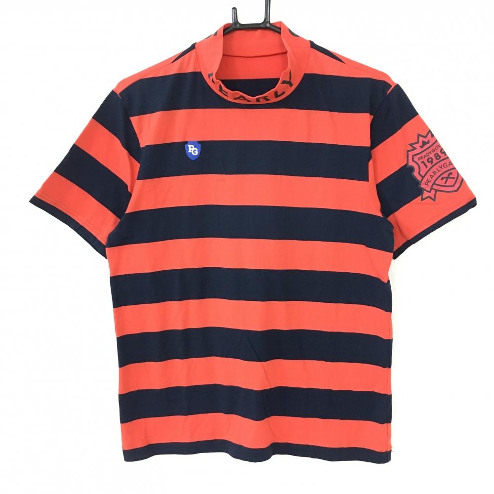 美品 年 Pearly Gates パーリーゲイツ 半袖ハイネックシャツ レッド ダークネイビー ボーダー メンズ 4 ｍ ゴルフウェア 中古ゴルフウェア通販サイトreonard レオナード