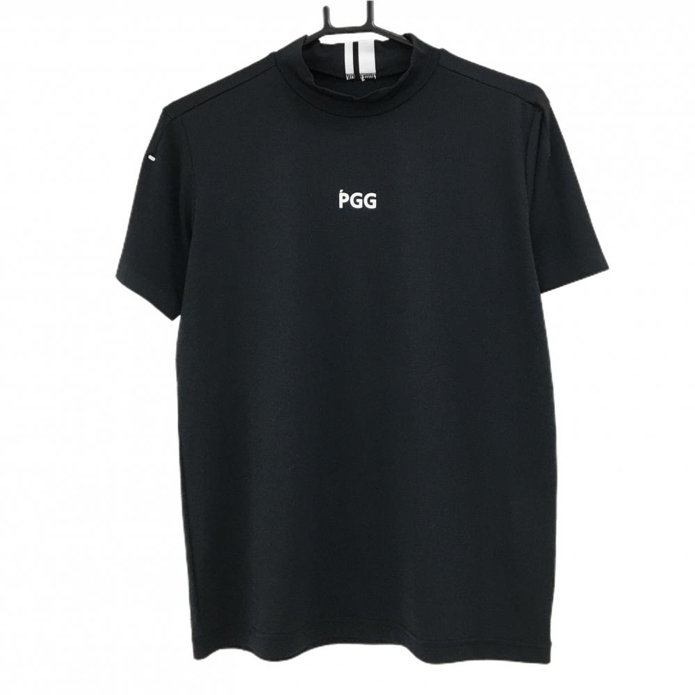 【超美品】パーリーゲイツ 半袖ハイネックシャツ ネイビー×白 ロゴプリント メンズ 4(M) ゴルフウェア PEARLY GATES