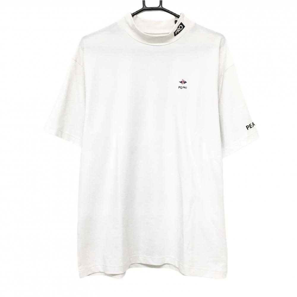 【超美品】パーリーゲイツ 半袖ハイネックシャツ 白 後ろプリント  メンズ 6(XL) ゴルフウェア 2024年モデル PEARLY GATES