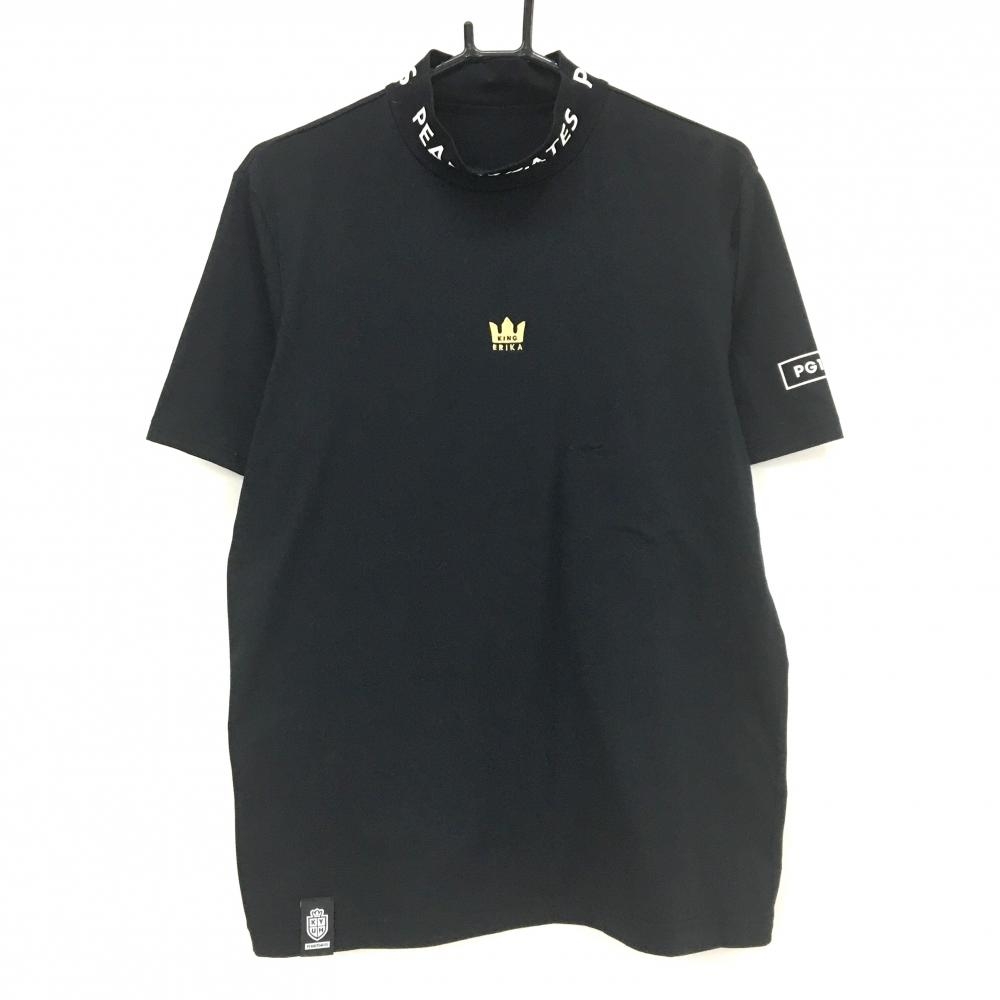 【超美品】パーリーゲイツ 半袖ハイネックシャツ 黒 原英莉花 KING ERIKA ネックロゴ メンズ 6(XL) ゴルフウェア PEARLY GATES